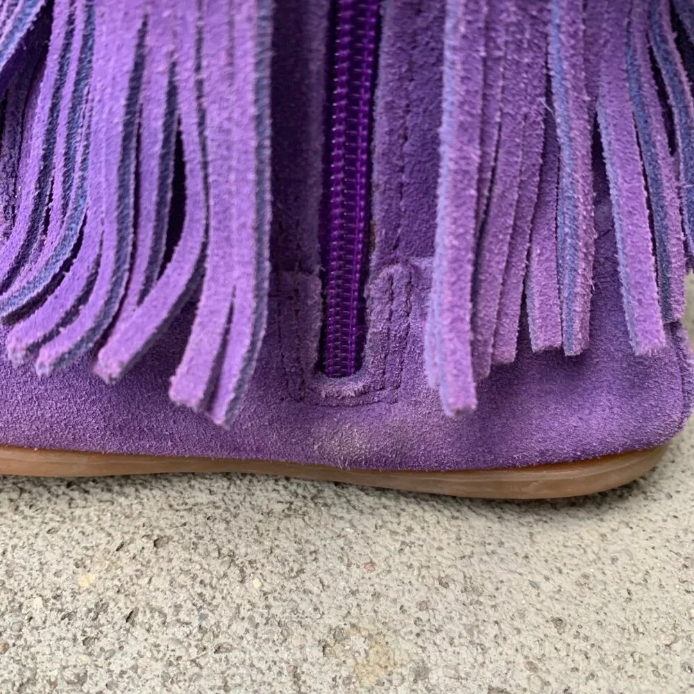 MINNETONKA Purple Fringe Boots Girls 12 Toddler Girl Boho Hippy Moccasin Boot - Picture 8 of 11